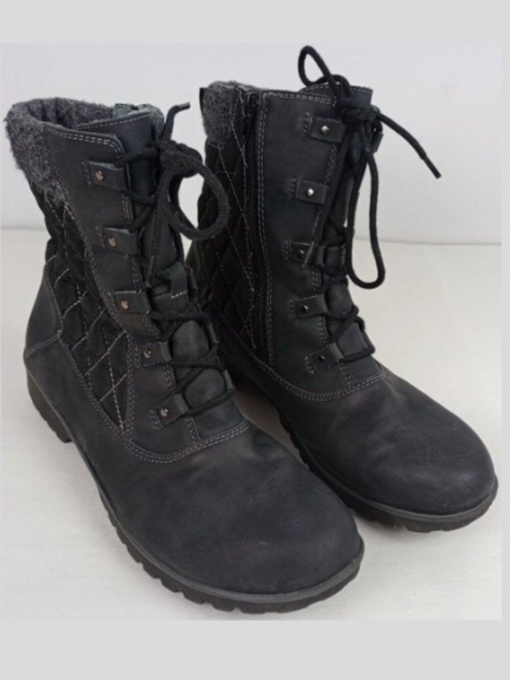 JBU by Jambu Fargo Womens 8.5M Black Waterproof Lace up Foax Fur Snow Boots